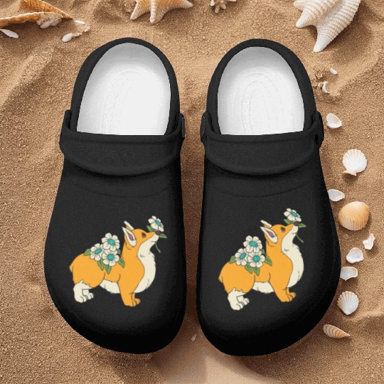 Corgi Flower Mom Cute Dog Lover Nurse Clogs