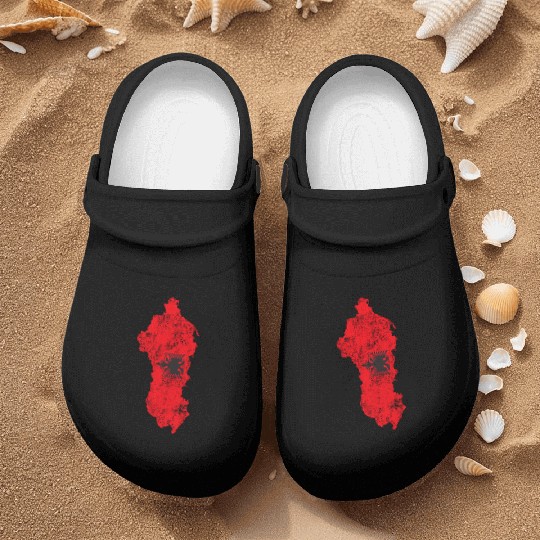 Albania Flag Country Outline Shape Nurse Clogs