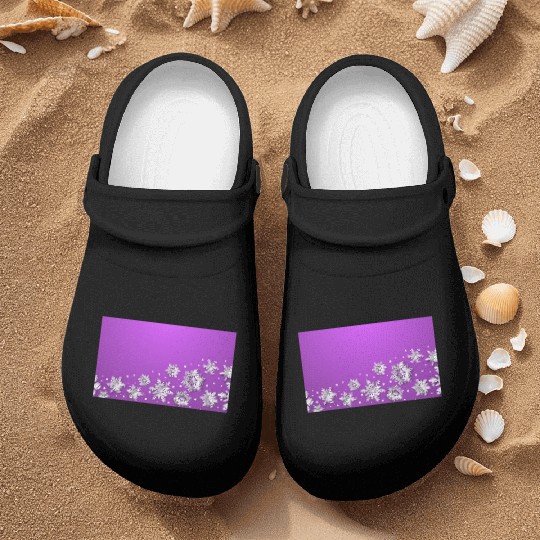 Modern Snowflakes Purple Nurse Clogs