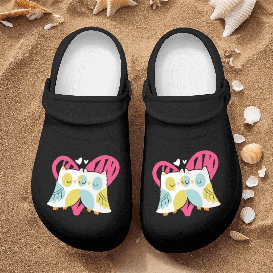 Owl Valentines Day Hearts Day Cupid Bird Lover Nurse Clogs