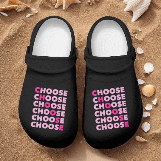Choose Typography Pink Retro 80s 90s Vintage Nurse Clogs