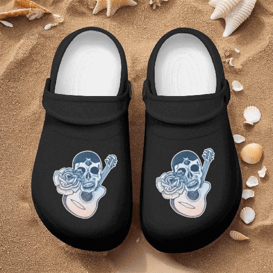 Grotesque Rock And Roll Skull & Guitar Nurse Clogs