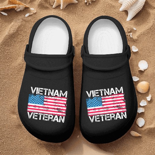 Vietnam Veteran Vintage Us Flag Military Vet Nurse Clogs