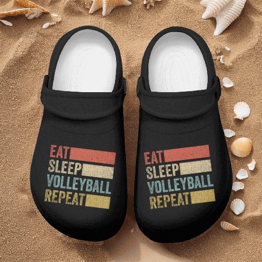 Retro 70s Volleyball Player Men Kids Eat Sleep Nurse Clogs