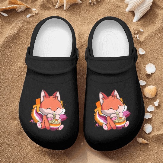 Lesbian Pride Gay Kawaii Fox Ramen Noodles Lesbian Nurse Clogs