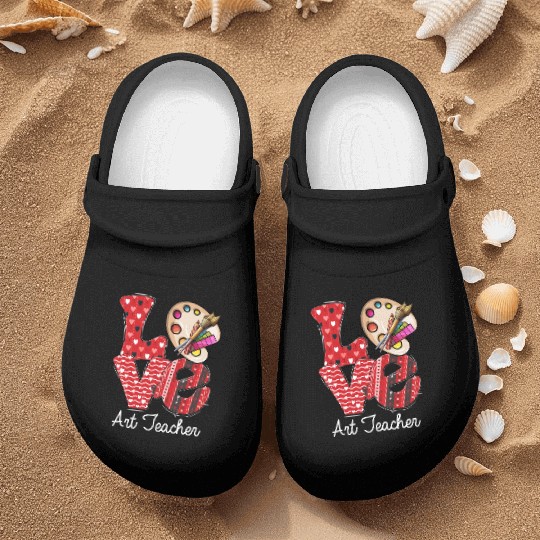 LOVE Art Teacher Valentines Day Teacherlife Nurse Clogs