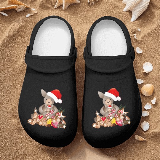 cute kangaroo for christmas with santa hat Nurse Clogs