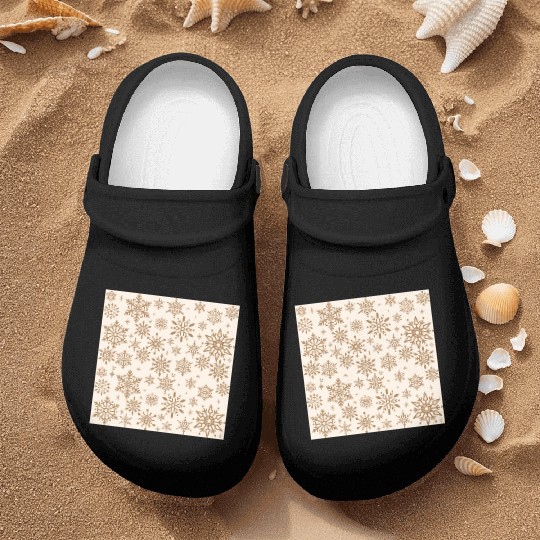 Beige Snowflakes Christmas Pattern Nurse Clogs