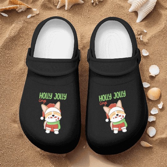 Holly Jolly Corgi Nurse Clogs