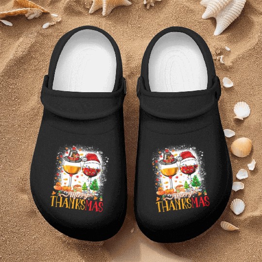 Merry Thanksmas Santa Hat Thanksgiving Christmas Nurse Clogs