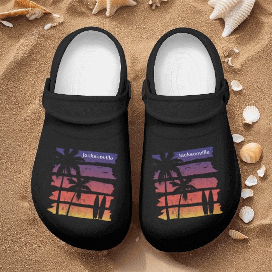 Cool Jacksonville Florida Surfing Fan Beach Palm Nurse Clogs