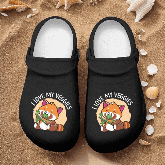 I Love My Veggies Red Panda Bear Whisperer Animal Nurse Clogs