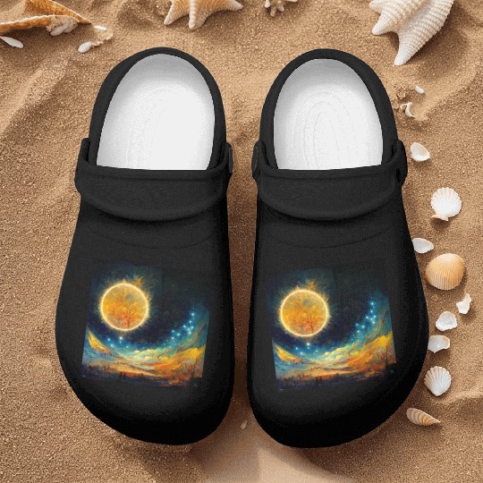 Full moon and Sun Nurse Clogs