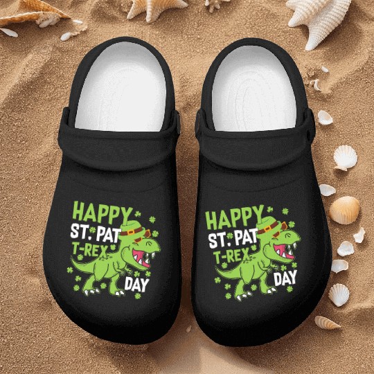 Happy St. Pat Trex Day Dinosaur St. Patrick's Day Nurse Clogs