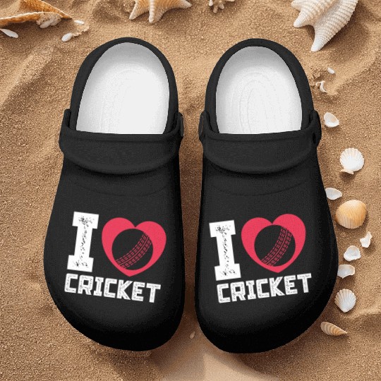 I Love Heart Cricket Nurse Clogs