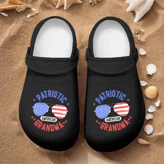 Patriotic American Grandma USA US Patriot Nurse Clogs