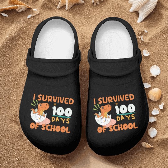 I Survived 100 Days Of School, Funny gift For Kids Nurse Clogs