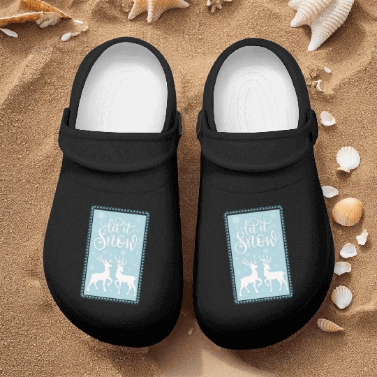 Let it snow with lovely deer couple Nurse Clogs