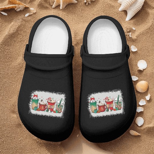 Christmas Coffee Cup Bleached Nurse Clogs
