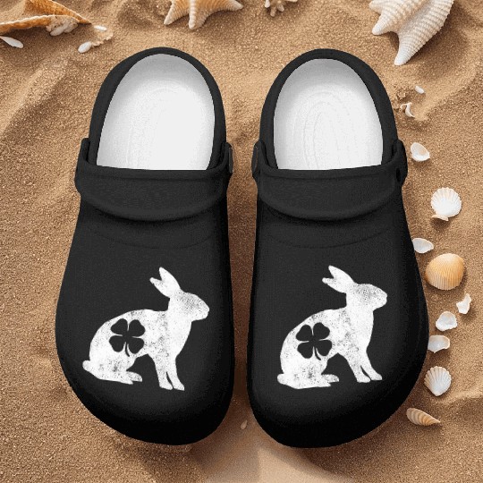 St Patrick's Day Rabbit Bunny Irish Green Shamrock Nurse Clogs