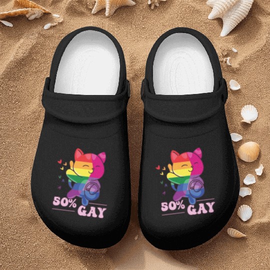 50% Gay Bi Bisexual Pride Kawaii Cat Kawaii Nurse Clogs