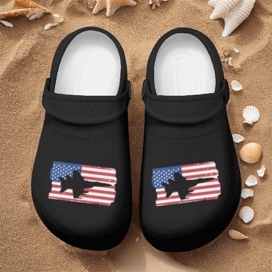F-18 Hornet Fighter Jet American Flag F18 Hornet Nurse Clogs