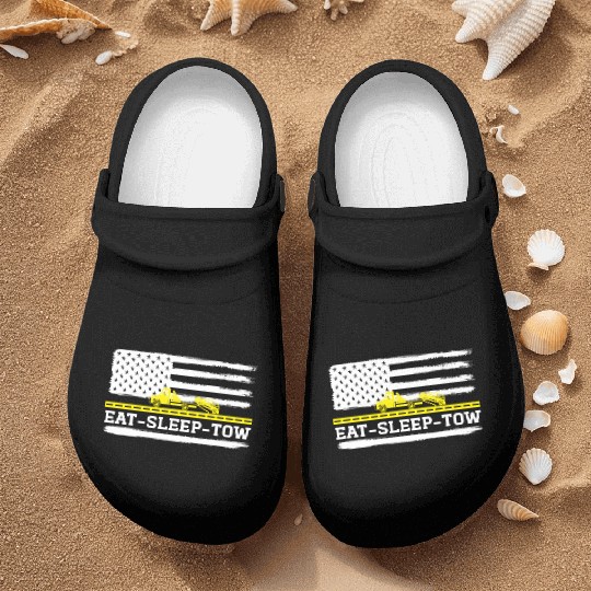 Eat Sleep Tow Thin Yellow Line American Flag Funny Nurse Clogs