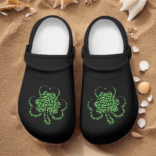 Pattern Leopard Shamrock Saint Patrick Day Nurse Clogs
