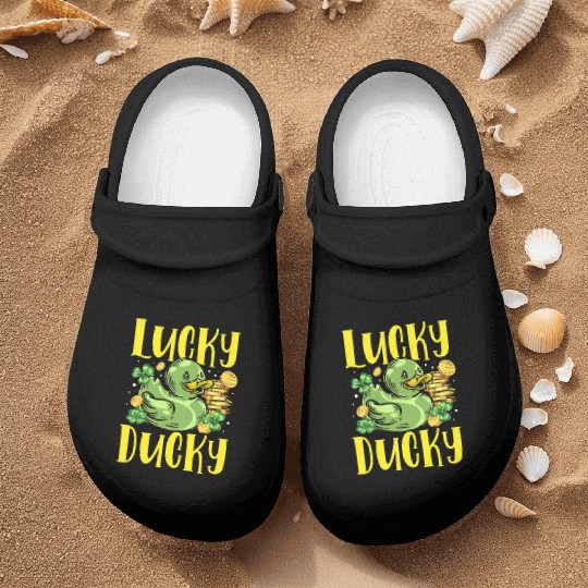 Lucky Ducky Shenanigan Irish Duck St. Patricks Day Nurse Clogs