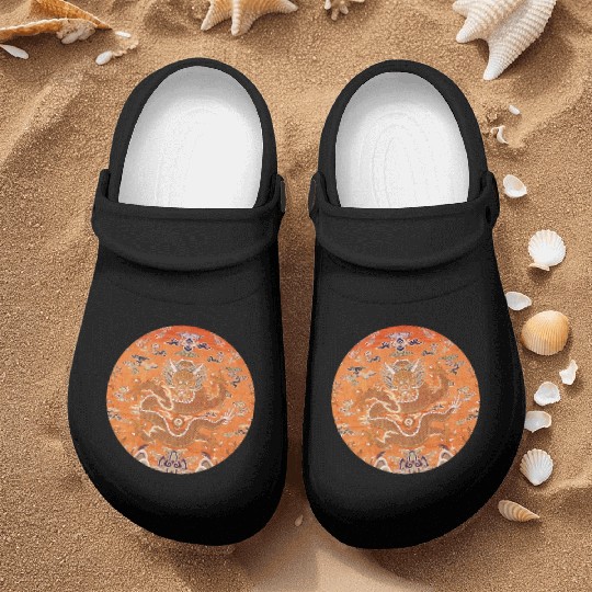 Chinese dragon fabric Nurse Clogs