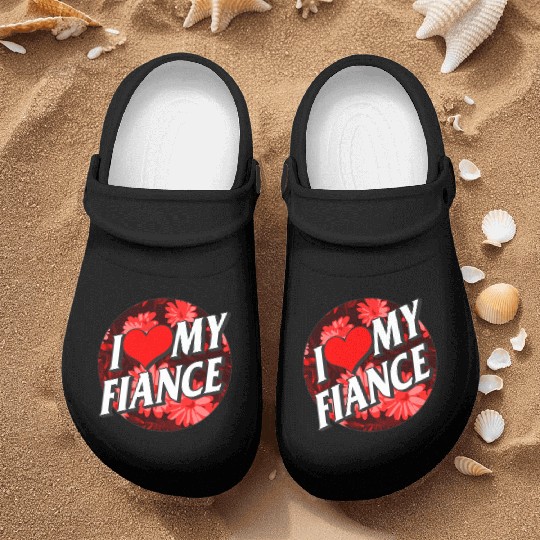 Valentines Nurse Clogs, I Love My Fiance Heart Floral