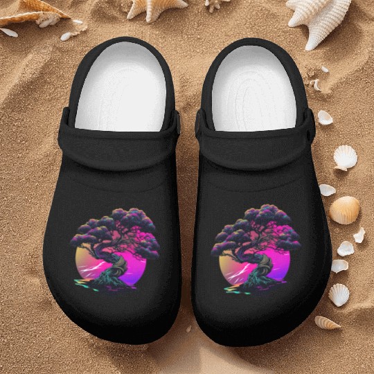Synthwave Bonsai Tree Nurse Clogs