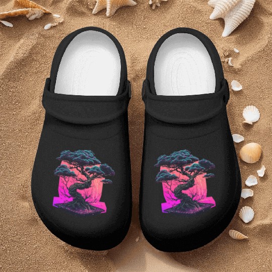 Synthwave Bonsai Tree Nurse Clogs