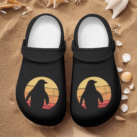Retro Penguin Silhouette Nurse Clogs