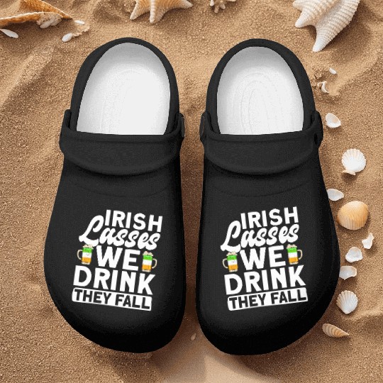 Irish Lasses We Drink They Fall - St Patricks Day Nurse Clogs