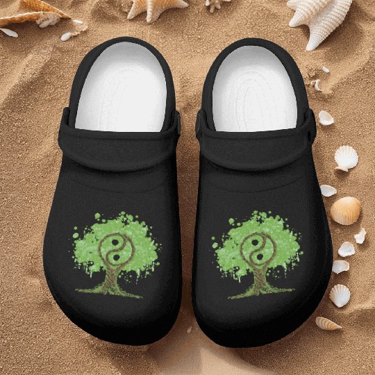 Ying Yang Tree of Life Nurse Clogs
