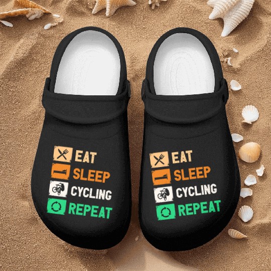 Eat Sleep Cycling Repeat Funny Nurse Clogs Design