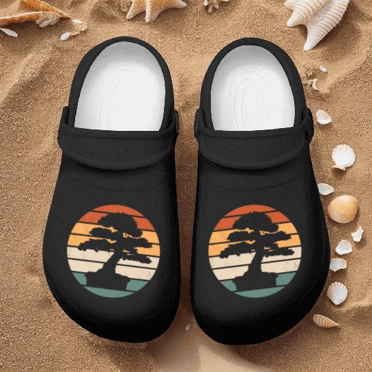 Retro Bonsai Tree Design Nurse Clogs