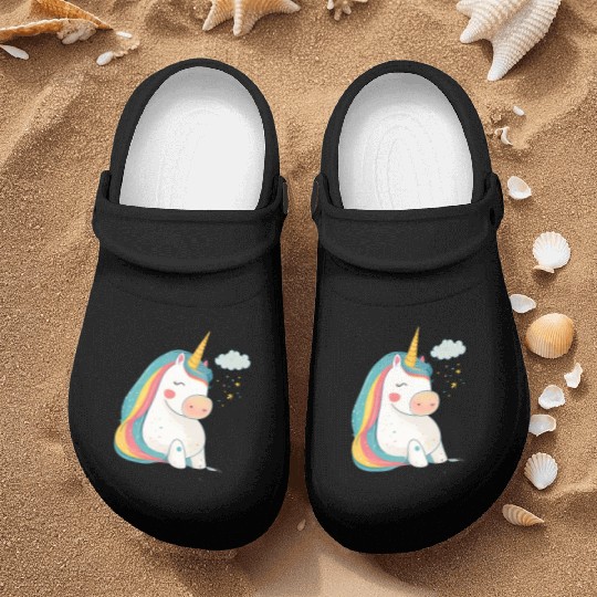 Rainbow Beauty: An Illustration of a Unicorn Pony Nurse Clogs