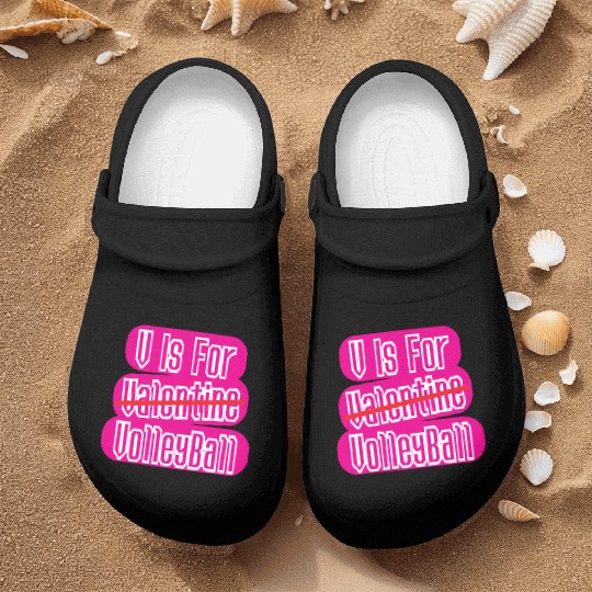 V Is Valentine VolleyBall - Funny Valentine Gifts Nurse Clogs