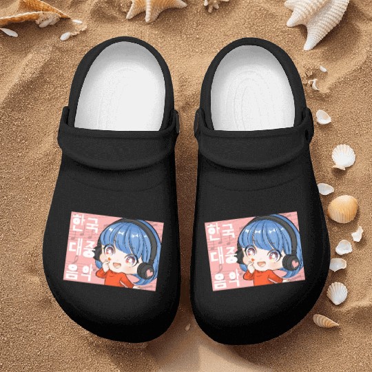 Kpop Music Finger Heart Chibi Anime Manga Aestheti Nurse Clogs