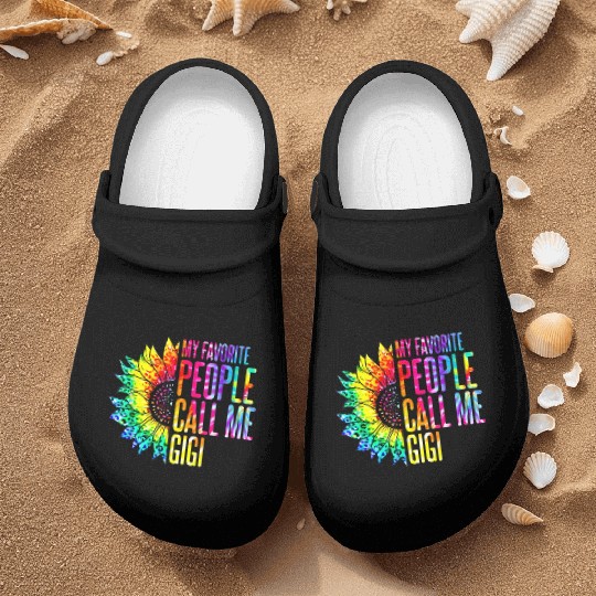 My Favorite People Call Me Gigi Sunflower Tie Dye Nurse Clogs