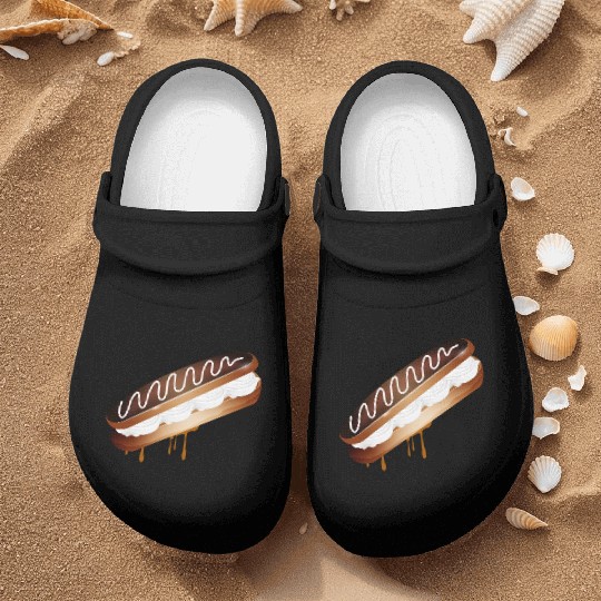 Illustration of a stuffed eclair with cream Nurse Clogs