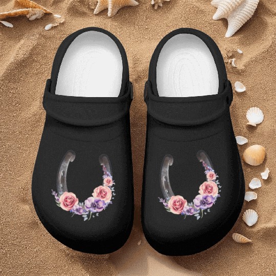 Lucky Floral Horseshoe Nurse Clogs