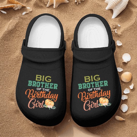 Big Brother of Birthday Girl Pumpkin Matching Nurse Clogs
