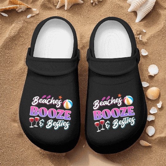 Beaches Booze Besties Summer Vacation Spring Break Nurse Clogs