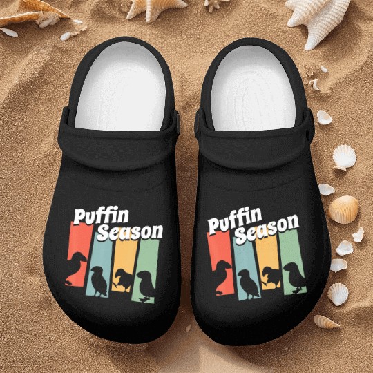 Funny Puffin Season Retro Vintage Puffin Lover Nurse Clogs