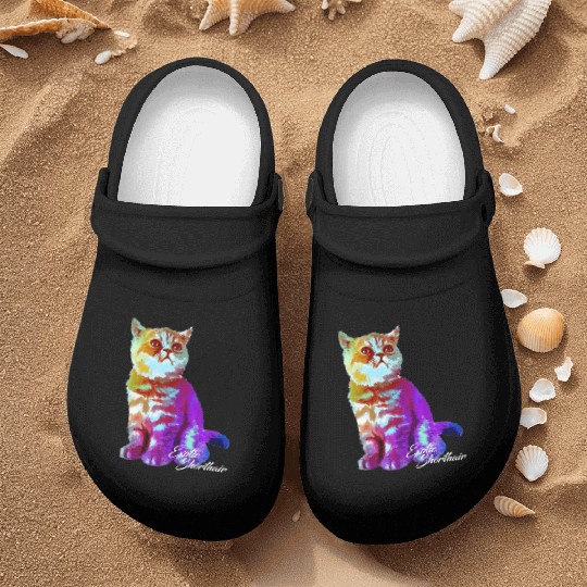 Colorful Exotic Shorthair Cat Funny Kitties Lover Nurse Clogs