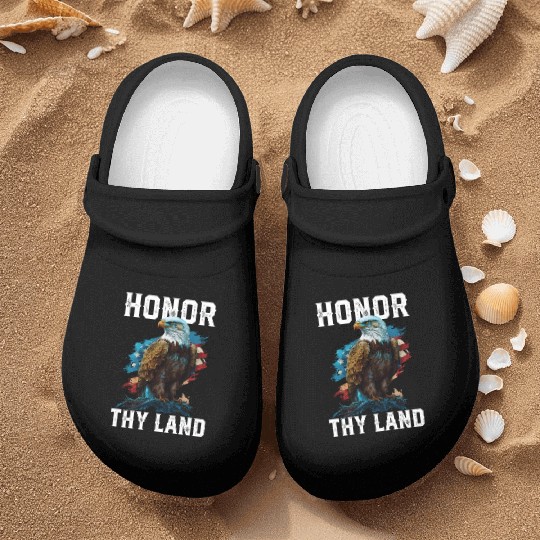 Honor Thy Land American Bald Eagle America USA Nurse Clogs