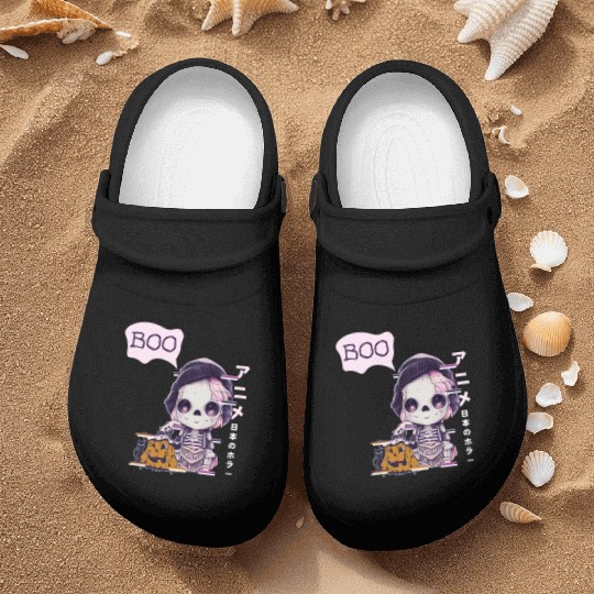Cute Skeleton Chibi Pumpkin Japanese Aesthetic Nurse Clogs